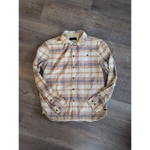 Kr3w Krew Flannel Shirt Size M Brown Plaid Button Up Long Sleeve Skater Grunge